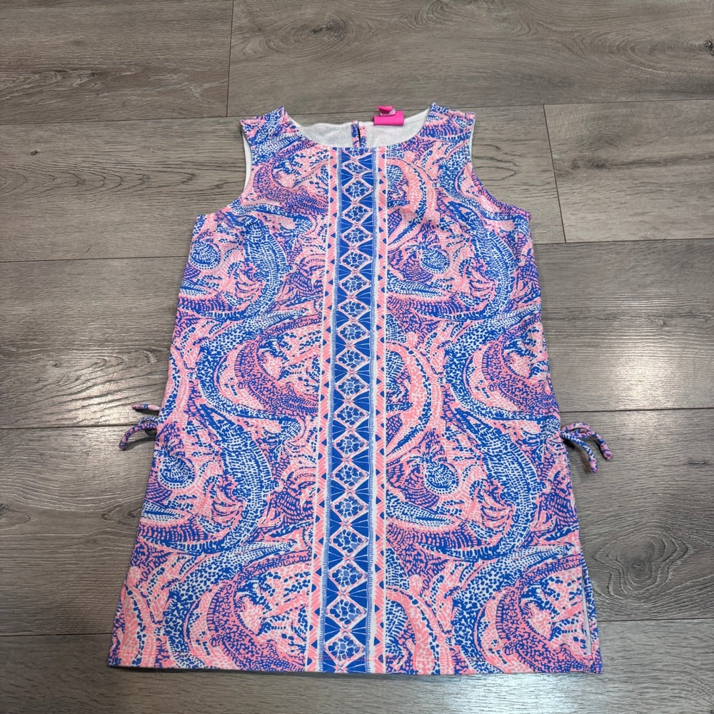 Lilly Pulitzer Coastal Shift Dress Alligator Print Sleeveless Dress XL 12-14